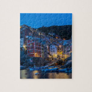 Riomaggiore at night Cinque Terre Liguria Italy Jigsaw Puzzle