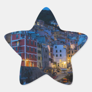 Riomaggiore at night Cinque Terre Liguria Italy Star Sticker