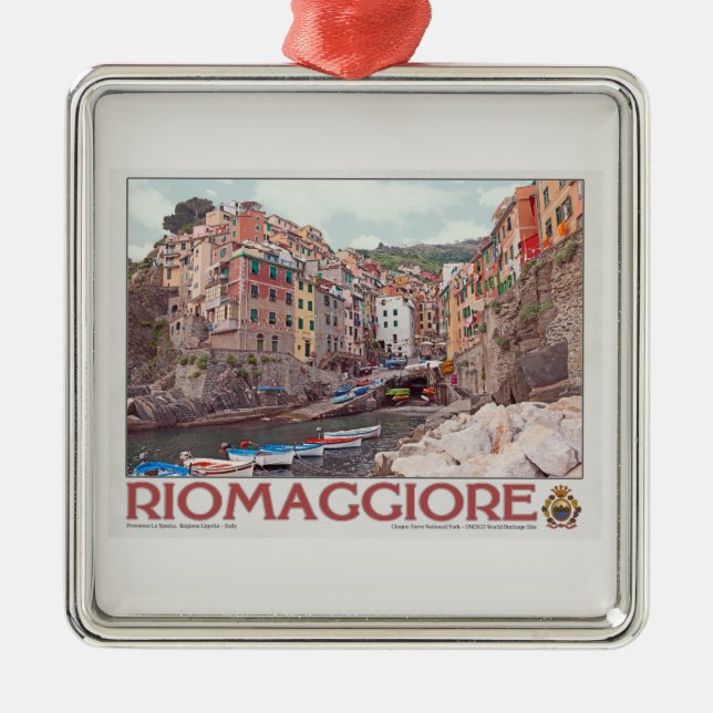 Riomaggiore Harbour - on White.jpg Metal Ornament (Front)