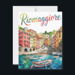 Riomaggiore watercolor  postcard<br><div class="desc">This delicate watercolor postcard showcases Riomaggiore, one of the enchanting villages of Italy’s Cinque Terre. With soft brushstrokes and gentle pastel tones, the artwork captures the vibrant houses cascading down the rugged coastline, surrounded by the sparkling Mediterranean Sea. A perfect piece for lovers of Italian coastal beauty and watercolor art...</div>