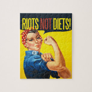Riots not Diets - vintage feminism Jigsaw Puzzle