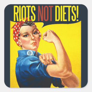 Riots not Diets - vintage feminism Square Sticker