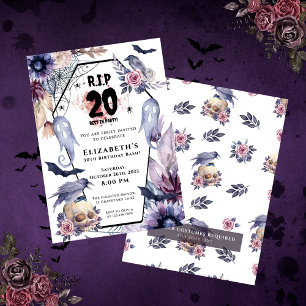 RIP 20 Birthday Gothic Halloween Milestone b'day  Invitation