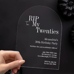 RIP 20s 30th Birthday Party Acrylic Invitations