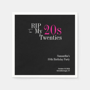 RIP 20s 30th Birthday Party Black Pink Napkin