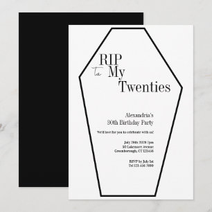RIP 20s 30th Birthday Party Simple Black White Invitation