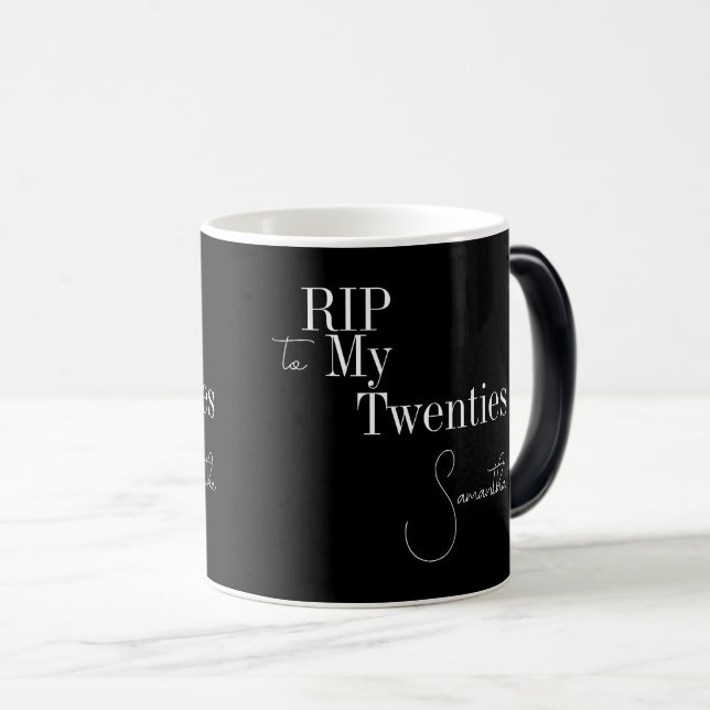 RIP 20s Black and White 30th Birthday Magic Mug (Front Right)