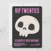 RIP 20s Black Pink Funny Skull 30th Birthday Party