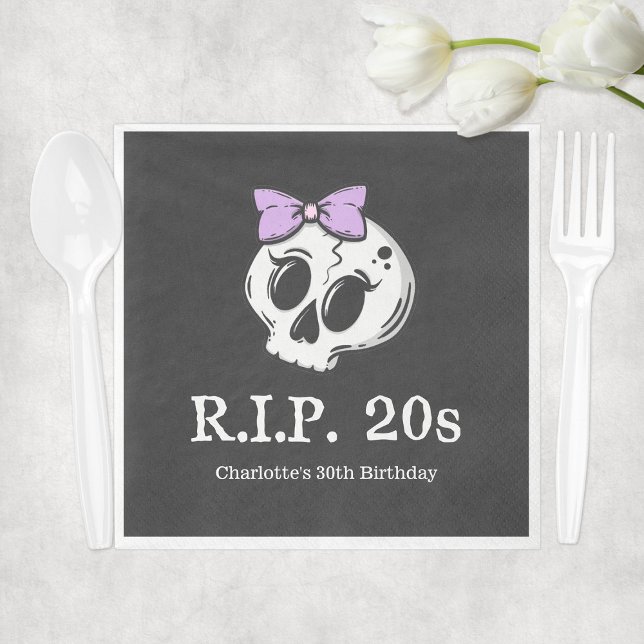 Rip 20s Coquette Aesthetic Bow 30th Birthday Party Napkin (Rip 20s Coquette Aesthetic Bow 30th Birthday Party Napkins
)
