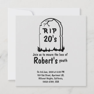 Rip 20's funny 30th birthday invitation