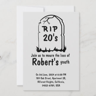 Rip 20's funny 30th birthday invitation