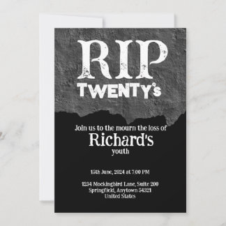 Rip 20's funny black 30th birthday invitation