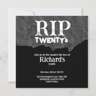 Rip 20's funny black 30th birthday invitation