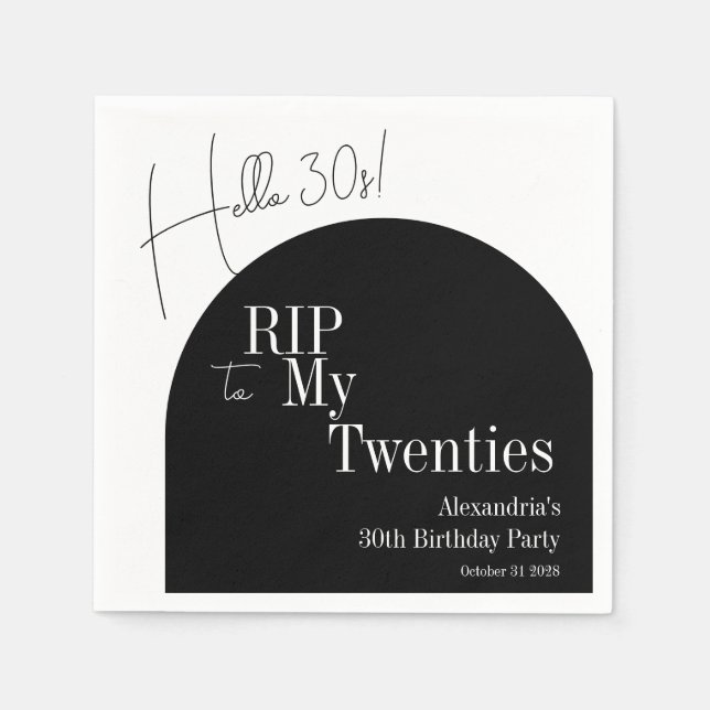 RIP 20s Hello 30s 30th birthday party Napkin (Front)