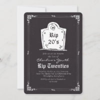 RIP 20s skull Black 30th Birthday Party Invitation