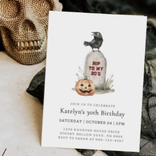 RIP 20s Tomb Adult 30th Birthday Invitation