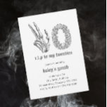 RIP 20s Twenties Goth Skull Skeleton 30th Birthday Invitation<br><div class="desc">This Funny yet spooky design features a funeral theme with a skeleton hand on a white background. Personalize the invite with your details and if you want to further re-arrange the style and placement of the text, please press the "Click to customize further" button. For more products in the same...</div>