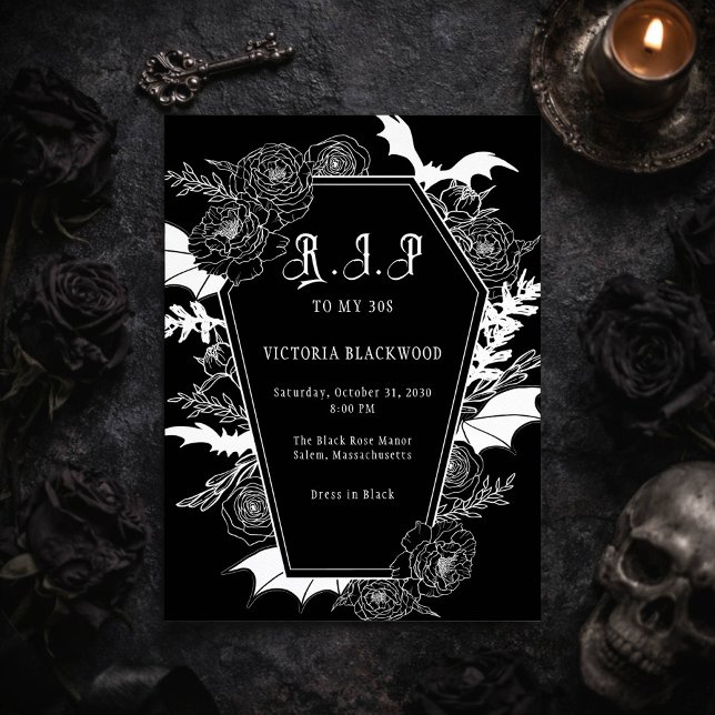 RIP 30s 40th Gothic Birthday Party Invitation (Creator Uploaded)