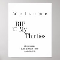 RIP 30s Party 40th Birthday Welcome