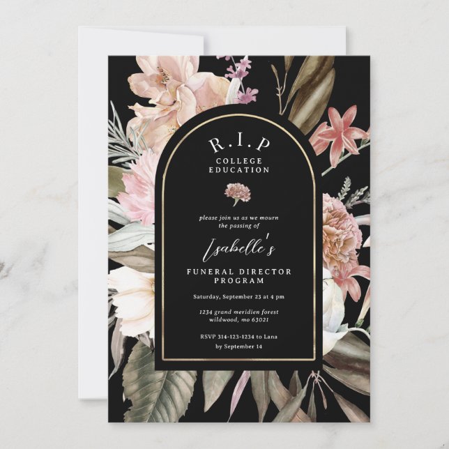 RIP College Education Funeral Director Invitation (Front)