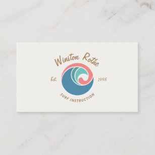 Rip Curl Wave Logo Surfing Instructor Business Card