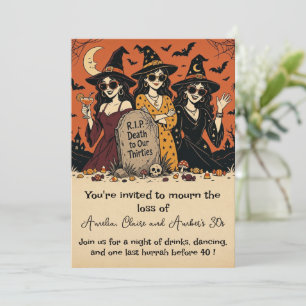 RIP Death to Our Thirties Retro Halloween Group Invitation