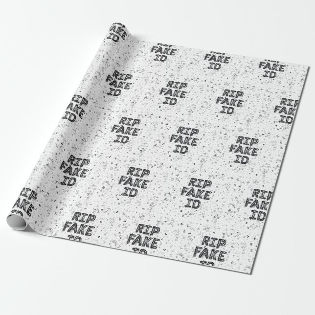 RIP Fake I.D. 21st Birthday Wrapping Paper (Unrolled)