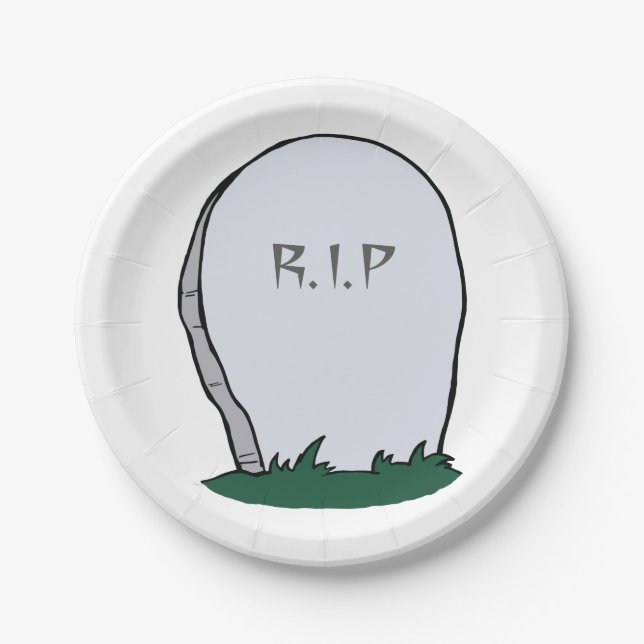 RIP Gravestone Cemetery Paper Plates (Front)