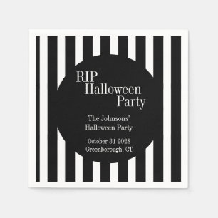 RIP Halloween Black and White Stripe Party Napkin