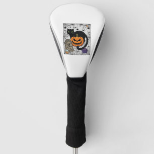 Rip Halloween Black Cat Pumpkin Tombstone Cauldron Golf Head Cover