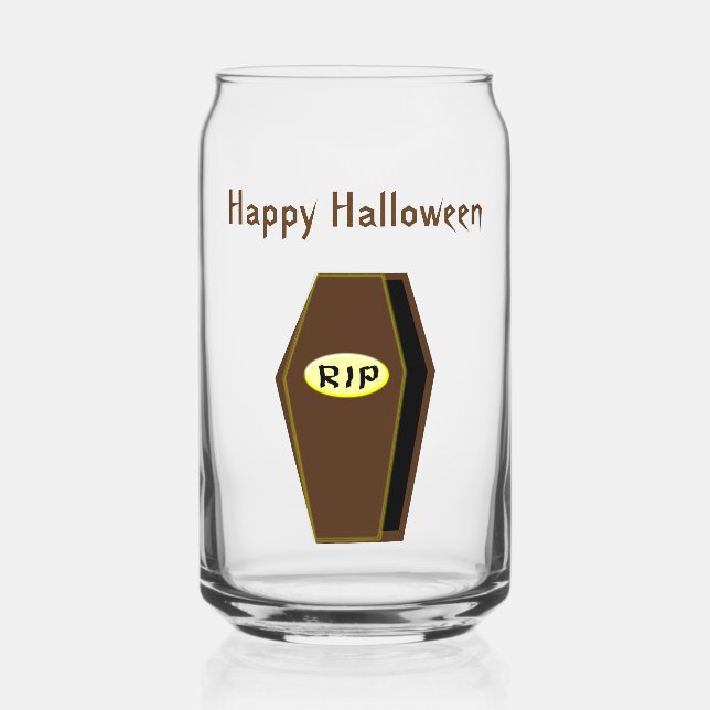 RIP Halloween Coffin of Doom Custom Can Glass (Front)