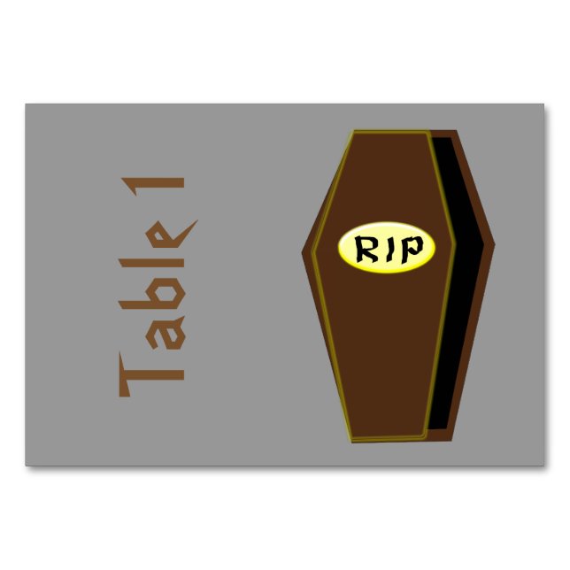 RIP Halloween Coffin of Doom Custom Tablecards Table Number (Front)