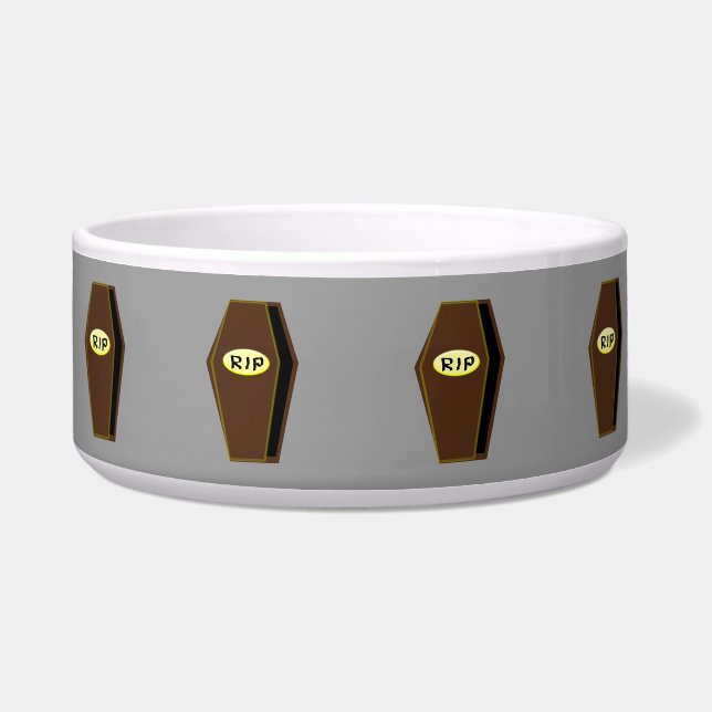 RIP Halloween Coffin of Doom Dog Bowl (Front)