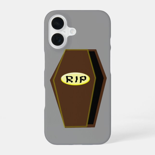 RIP Halloween Coffin of Doom iPhone 16 Case (Back)