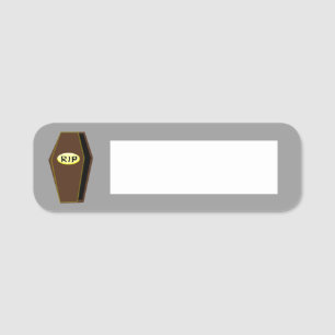 RIP Halloween Coffin of Doom Name Tag