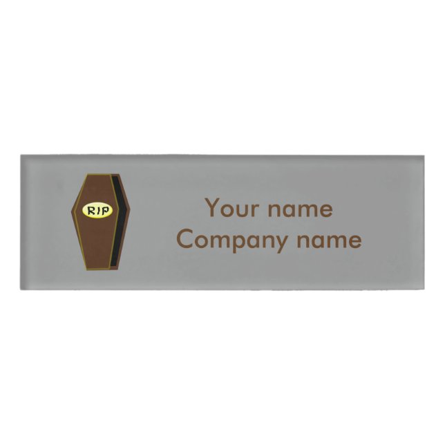 RIP Halloween Coffin of Doom Personalized Name Tag (Front)