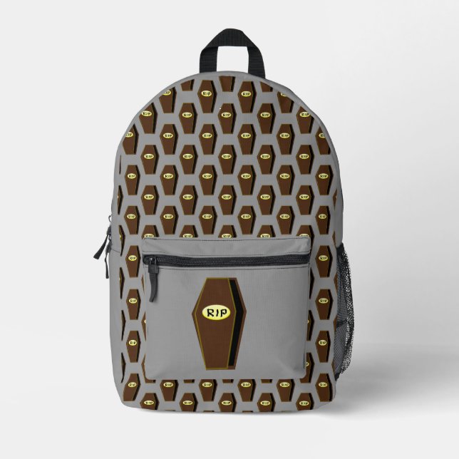 RIP Halloween Coffin of Doom Printed Backpack (Front)
