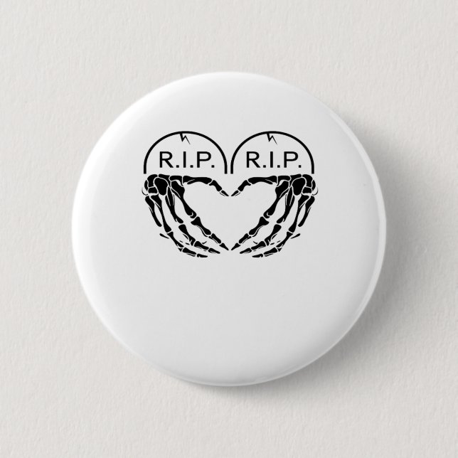 Rip, Heart Shaped Design Made From Gravestones, An 2 Inch Round Button (Front)