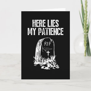 RIP Here Lies My Patience Funny Gravestone Retro Card
