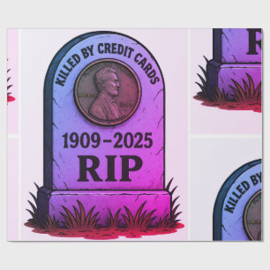 RIP Lincoln Penny – Inflation Tombstone Design Wrapping Paper