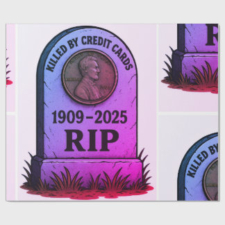 RIP Lincoln Penny – Inflation Tombstone Design Wrapping Paper