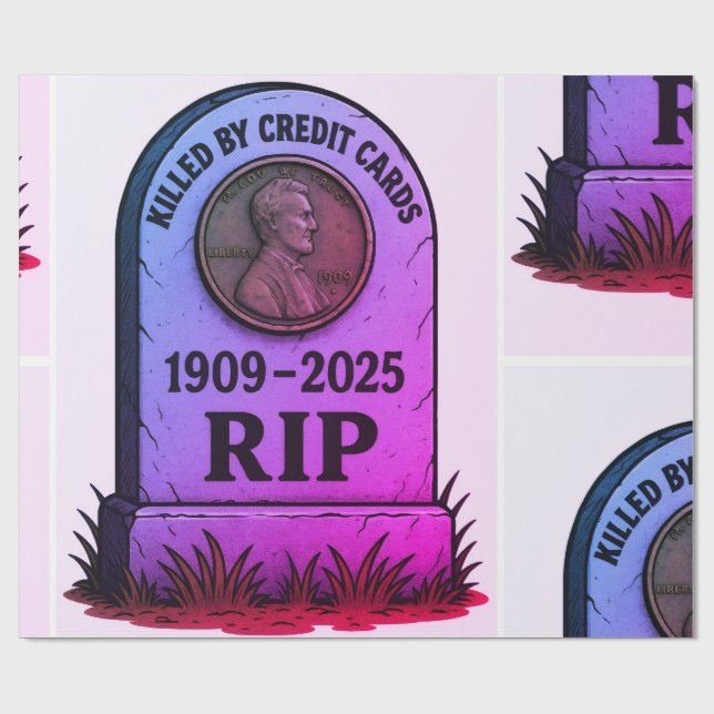   RIP Lincoln Penny – Inflation Tombstone Design  Wrapping Paper (Flat)