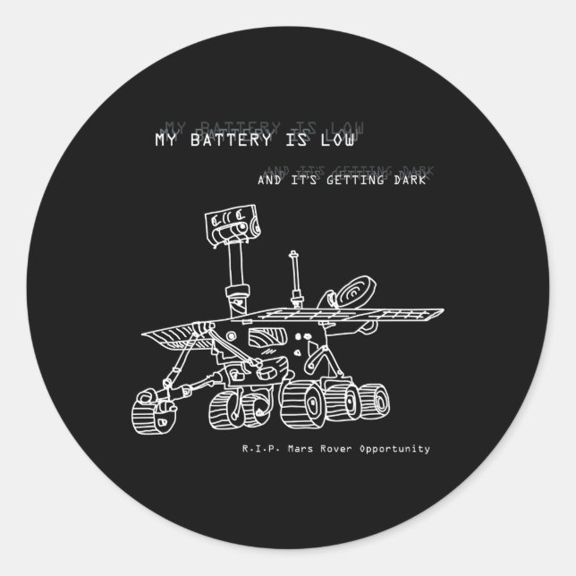 Rip Mars Opportunity Rover Exploration Hand-Drawn Classic Round Sticker (Front)