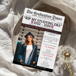 RIP My Studying Era Graduation Funny Grad Party Invitation
