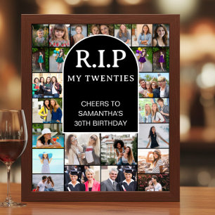 RIP My Twenties Arch Photo Collage 30th Birthday Poster