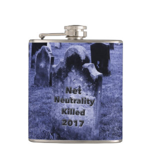RIP Net Neutrality Gravestone Hip Flask