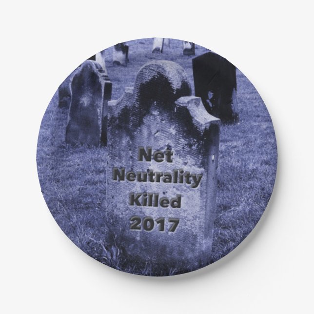 RIP Net Neutrality Gravestone Paper Plate (Front)