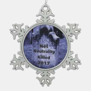 RIP Net Neutrality Gravestone Snowflake Pewter Christmas Ornament