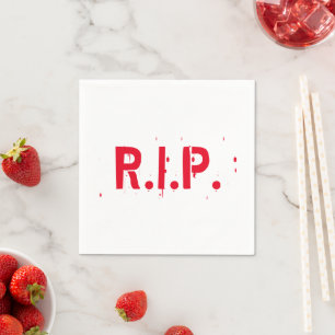 RIP red blood scary typography funny Halloween Napkin