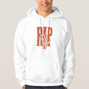 RIP Skeleton Hand Halloween Linocut Design Hoodie